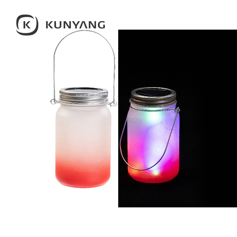 15oz/450ml Mason Jar w/Lantern Lid and Metal Handle Red