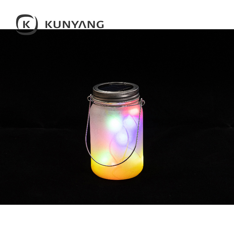 15oz/450ml Mason Jar w/Lantern Lid and Metal Handle Yellow
