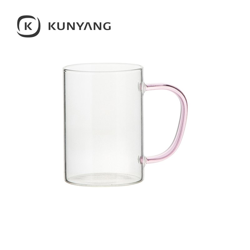 12oz/360ml Glass Mug Clear Pink