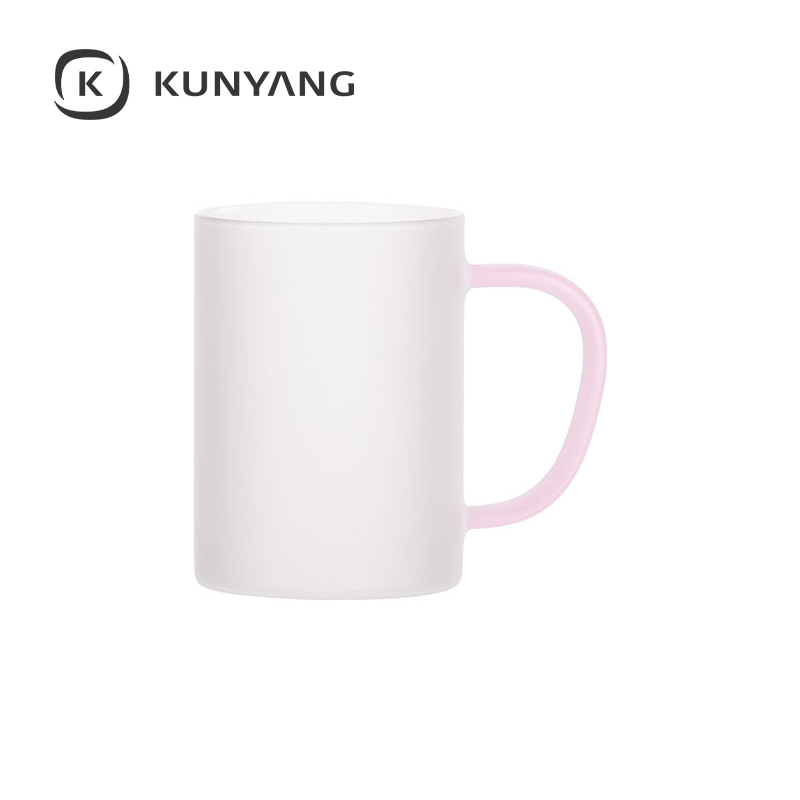 12oz/360ml Glass Mug frosted Pink