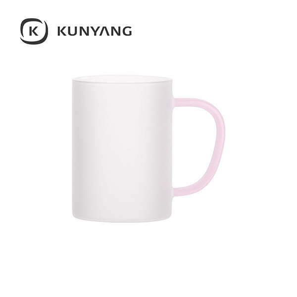 12oz/360ml Glass Mug frosted Pink