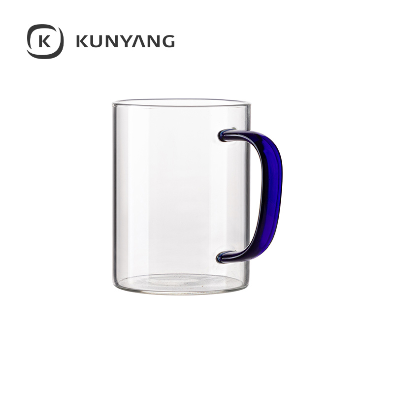 15oz/450ml Glass Mug Clear Dark Blue