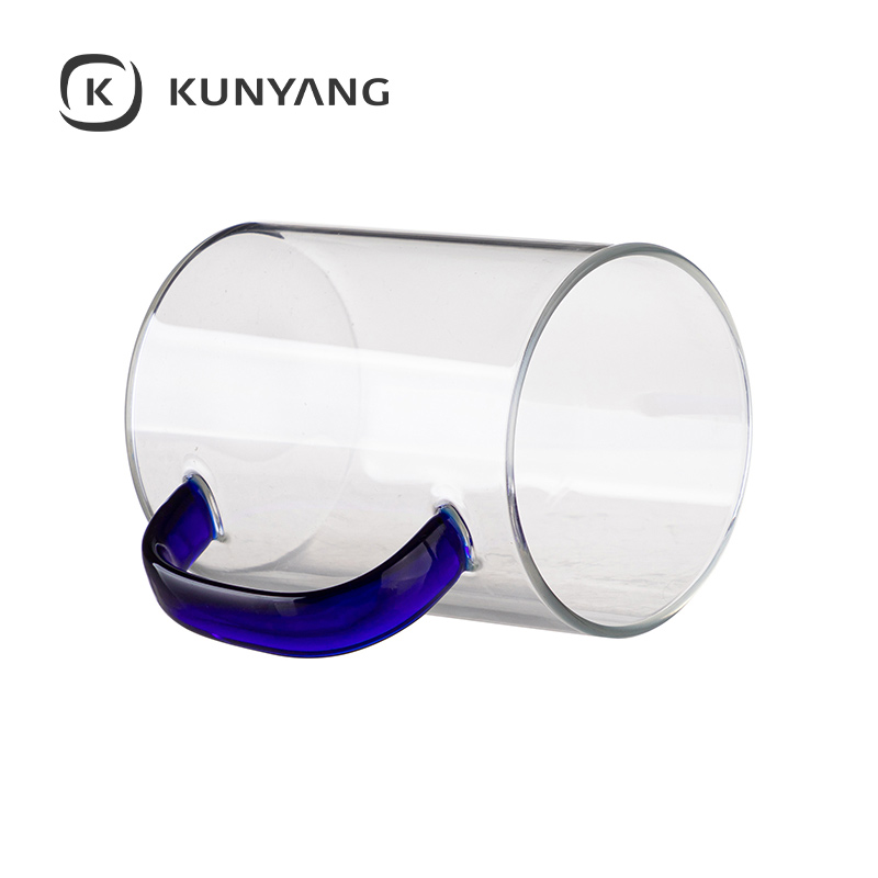 15oz/450ml Glass Mug Clear Dark Blue
