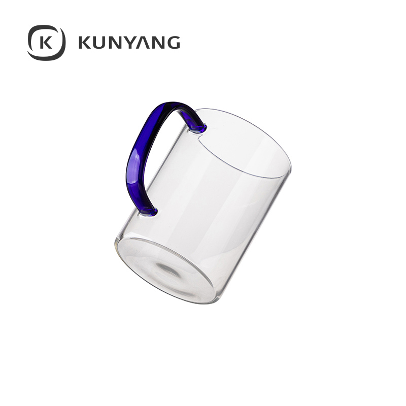 15oz/450ml Glass Mug Clear Dark Blue