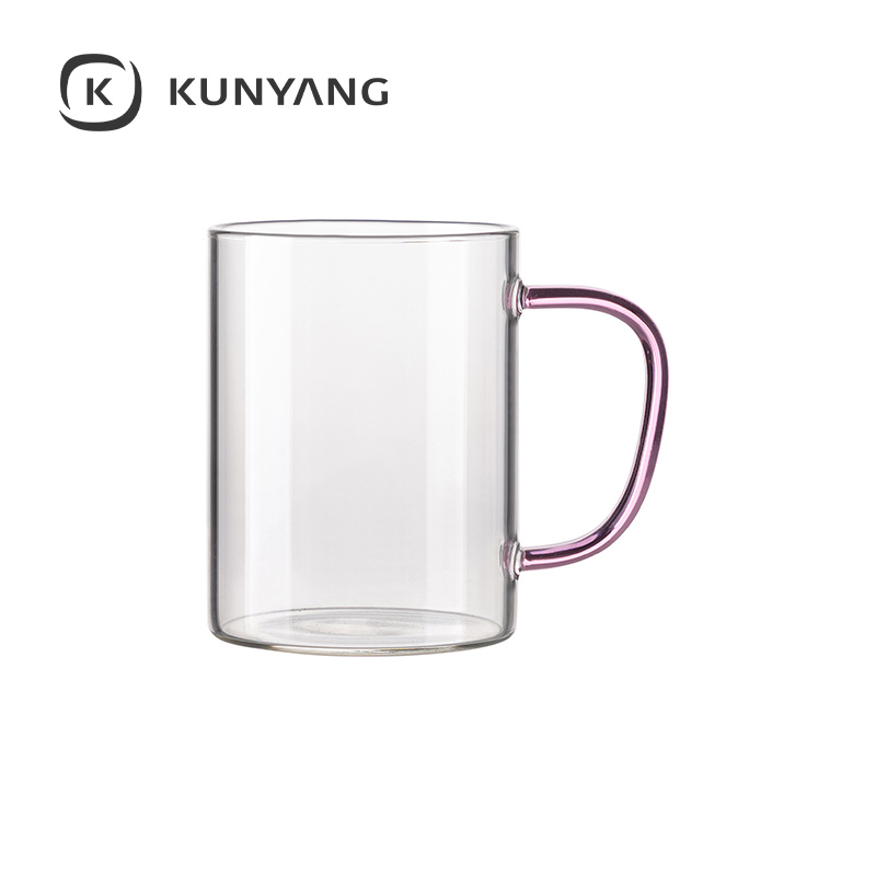 15oz/450ml Glass Mug Clear Pink