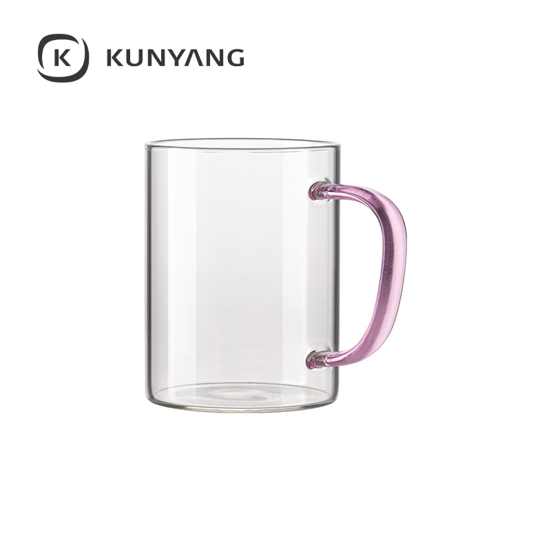 15oz/450ml Glass Mug Clear Pink