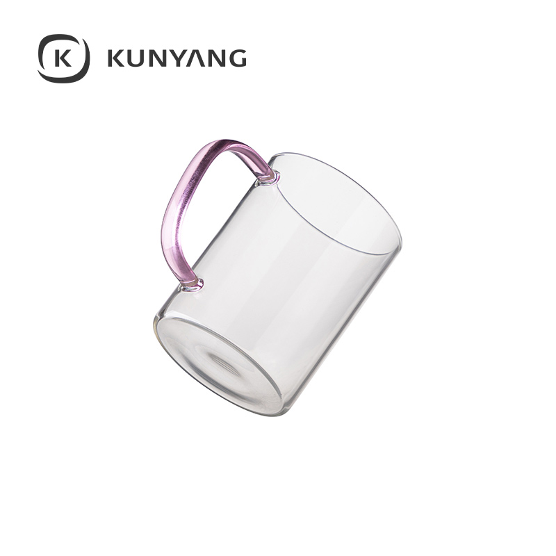 15oz/450ml Glass Mug Clear Pink