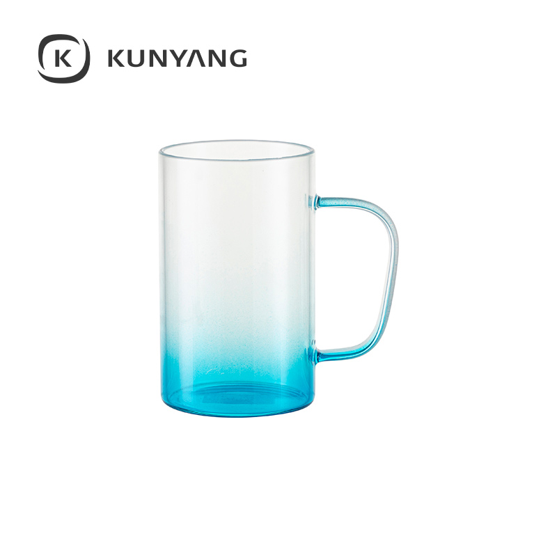 18oz/540ml Glass Mug(Clear,Gradient) Blue