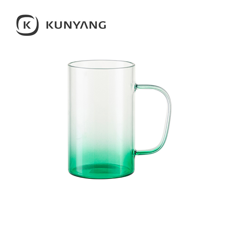 18oz/540ml Glass Mug(Clear,Gradient) Green