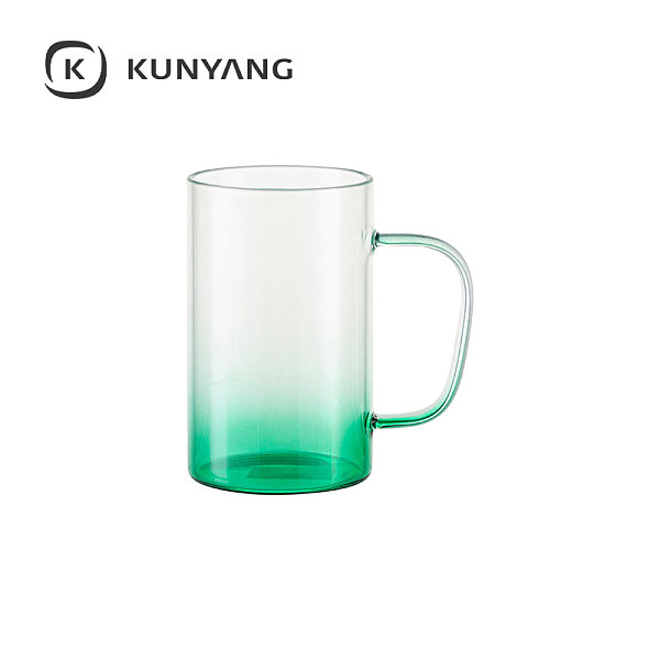 18oz/540ml Glass Mug(Clear,Gradient) Green