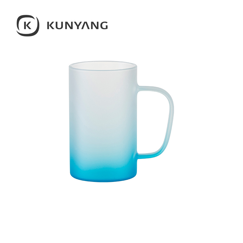 18oz/540ml Glass Mug(froste,Gradient) Blue