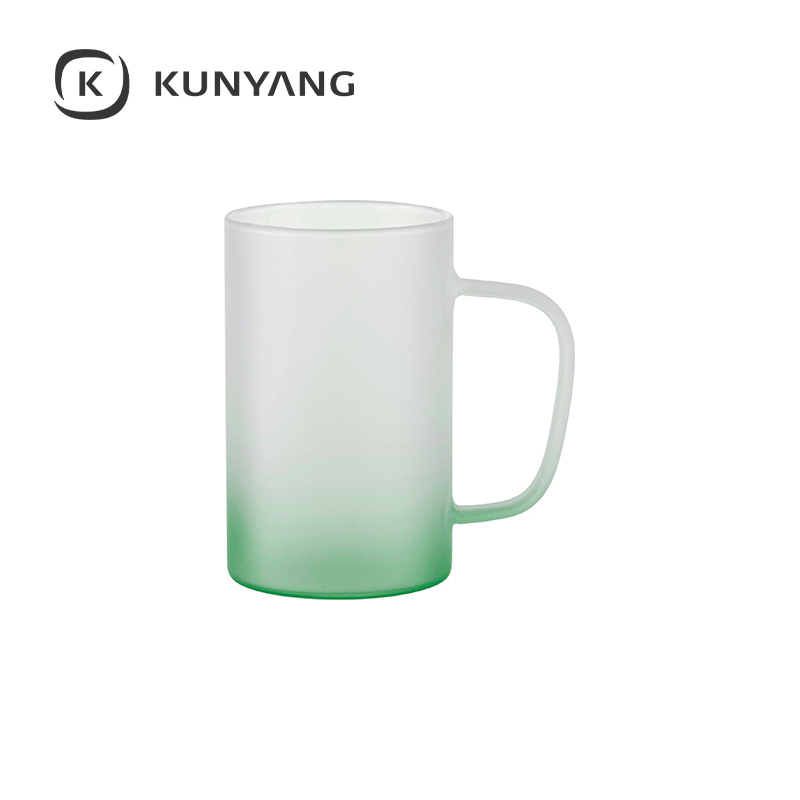 18oz/540ml Glass Mug(froste,Gradient) Green