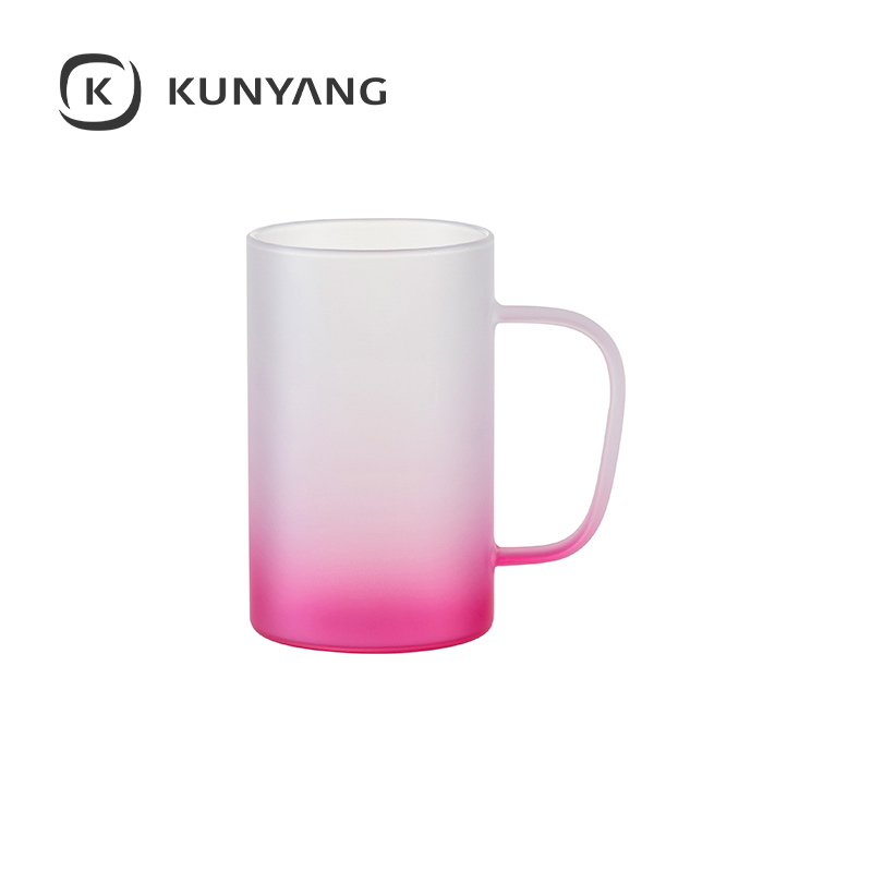 18oz/540ml Glass Mug(froste,Gradient) Pink