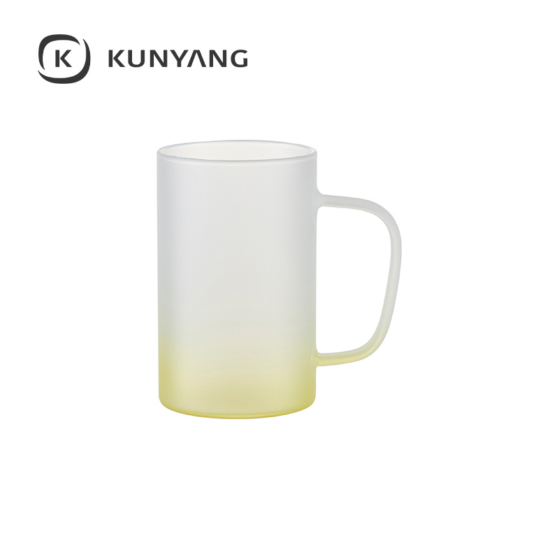 18oz/540ml Glass Mug(froste,Gradient) Yellow