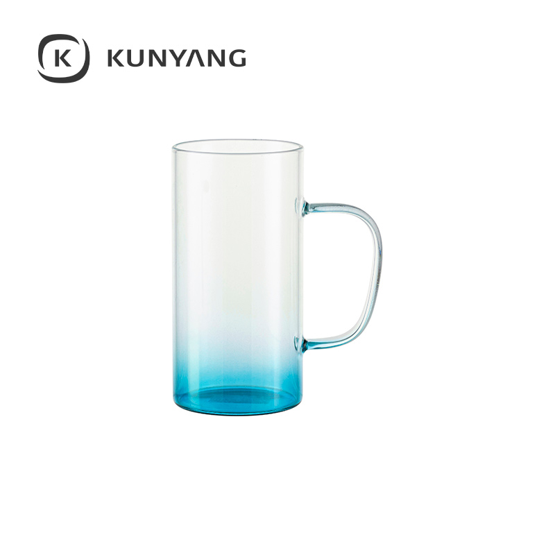 22oz/650ml Glass Mug(Clear,  Gradient) Blue