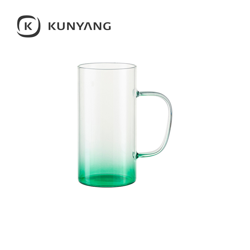 22oz/650ml Glass Mug(Clear,  Gradient) Green