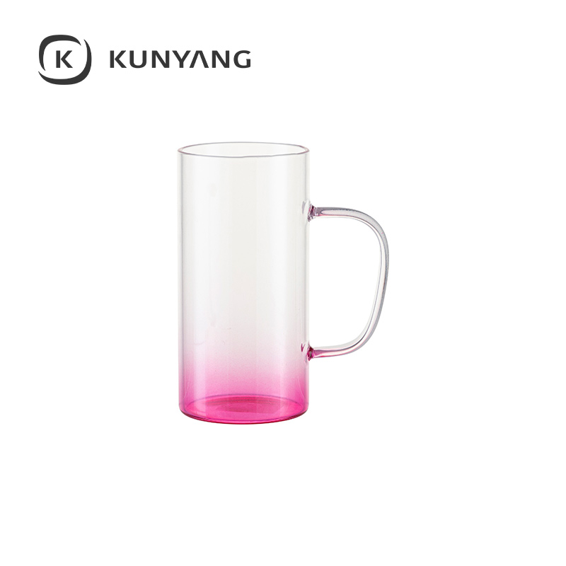 22oz/650ml Glass Mug(Clear,  Gradient) Pink