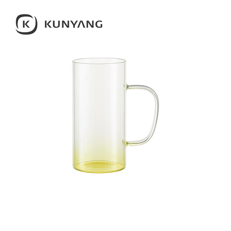 22oz/650ml Glass Mug(Clear,  Gradient) Yellow