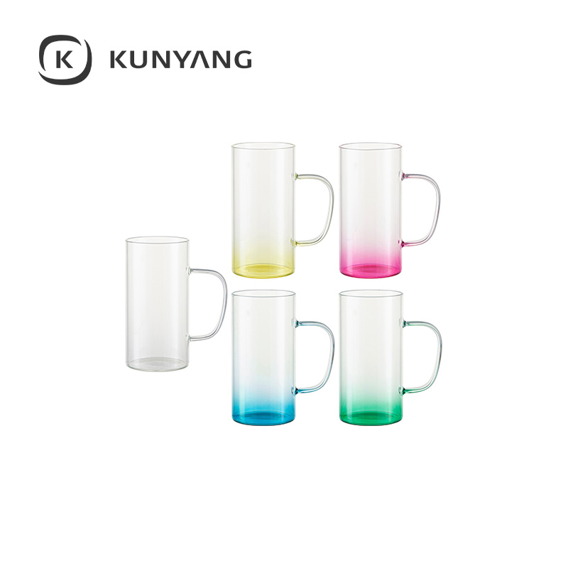 22oz/650ml Glass Mug(Clear,  Gradient) Green