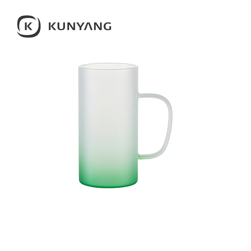 22oz/650ml Glass Mug(froste, Gradient) Green