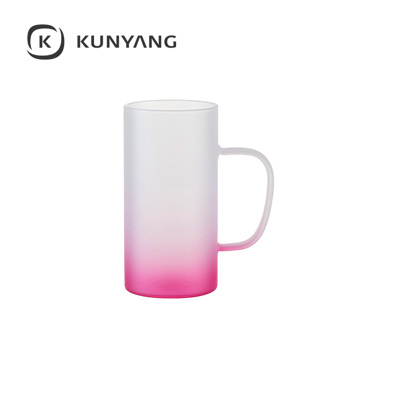 22oz/650ml Glass Mug(froste, Gradient) Pink