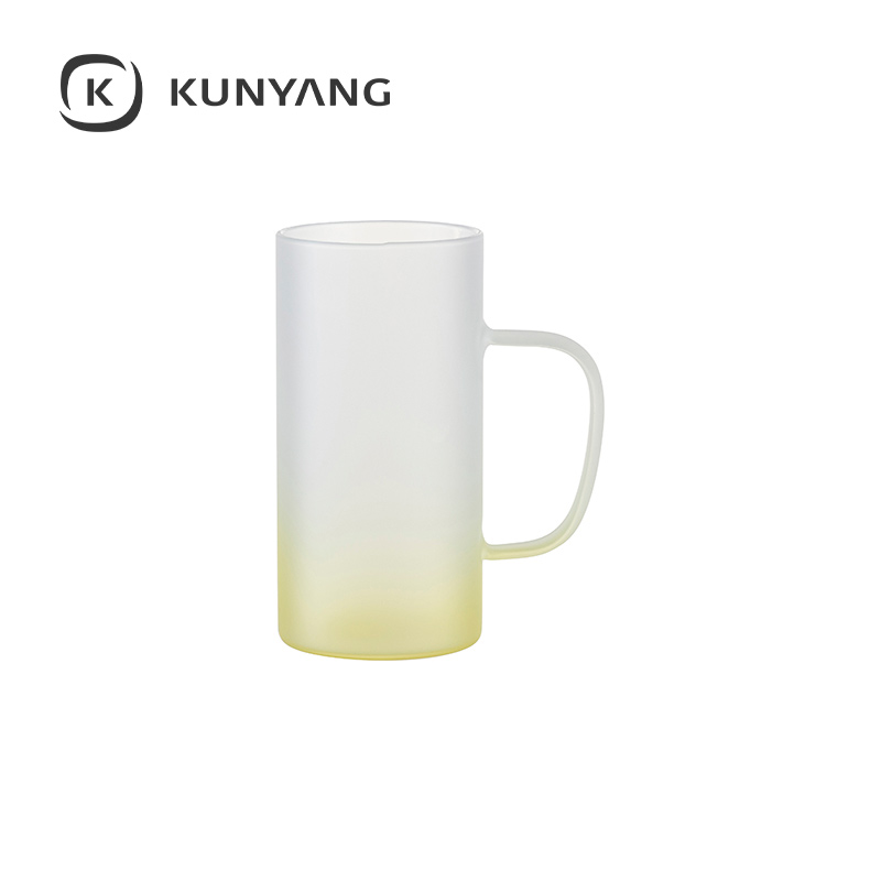 22oz/650ml Glass Mug(froste, Gradient) Yellow