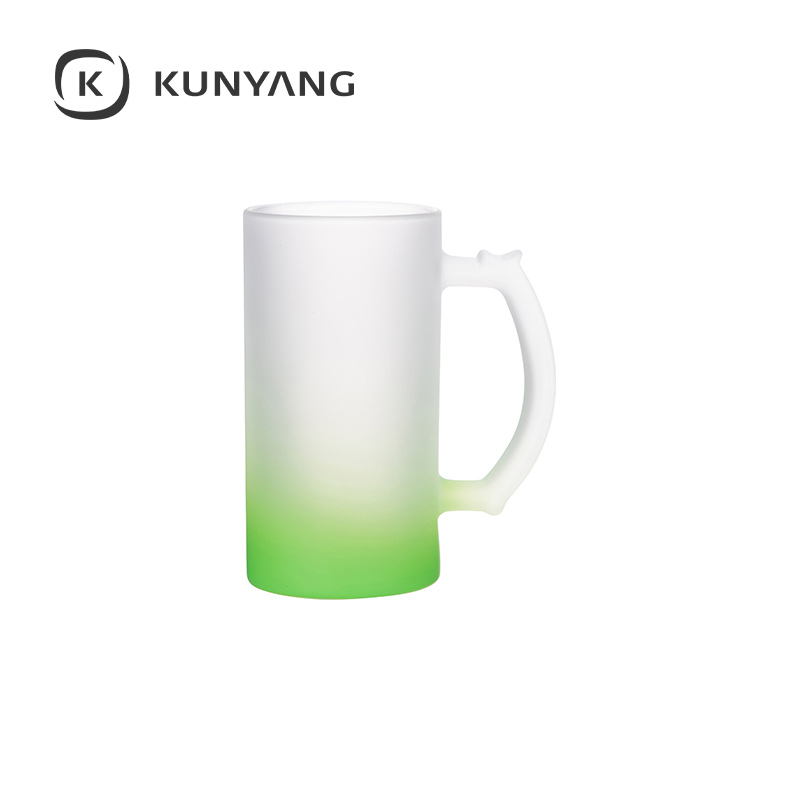 16oz Glass Beer Mug Frosted Green