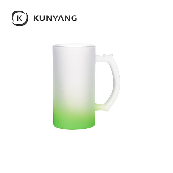 16oz Glass Beer Mug Frosted Green
