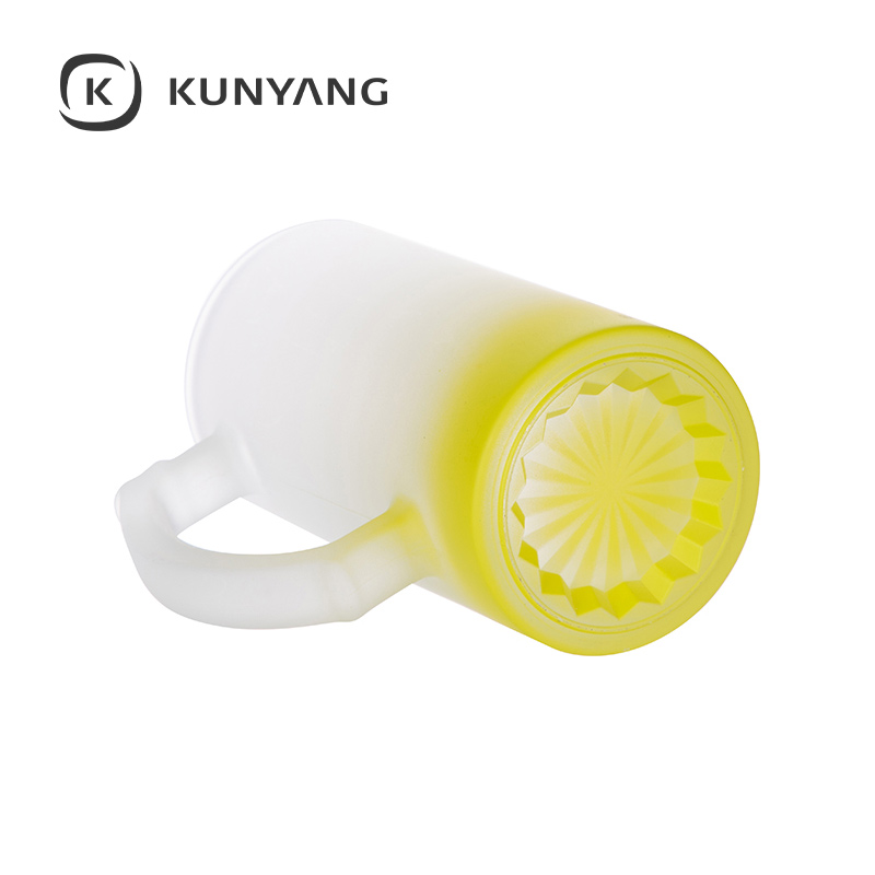 16oz Glass Beer Mug Frosted Lemon Yellow