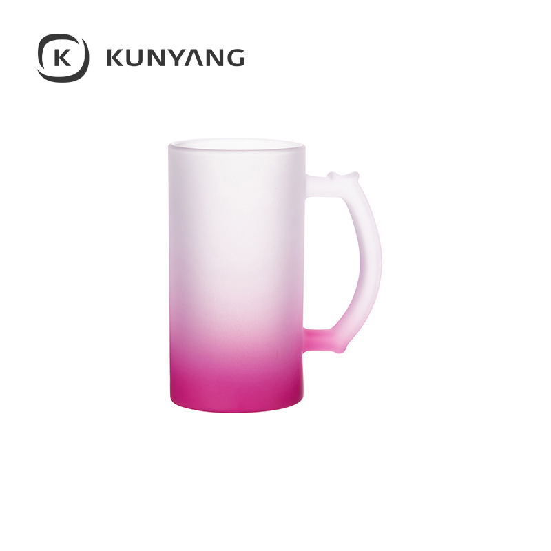 16oz Glass Beer Mug Frosted Purple