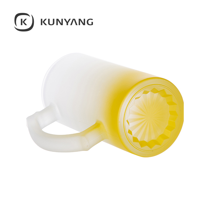 16oz Glass Beer Mug Frosted Yellow