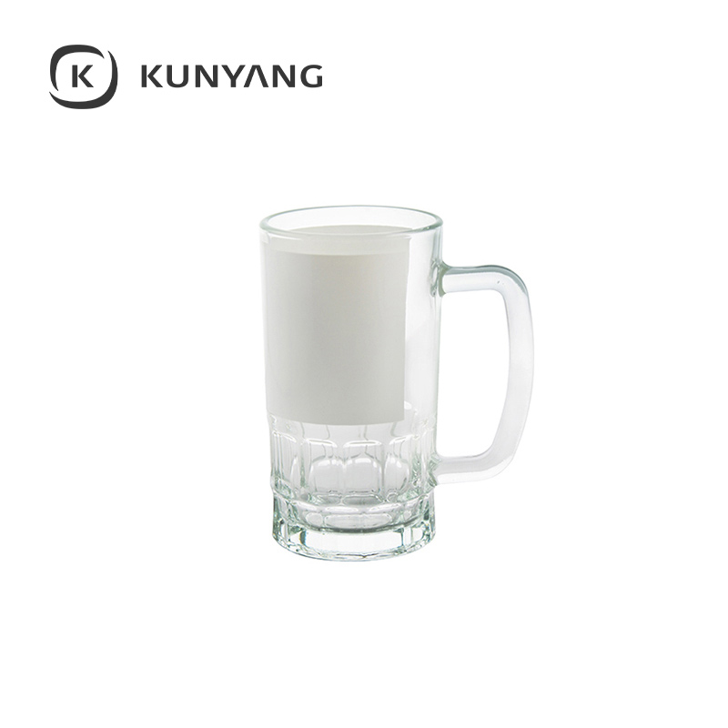20oz Glass Beer Mug with White Patch