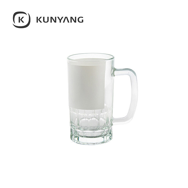 20oz Glass Beer Mug with White Patch