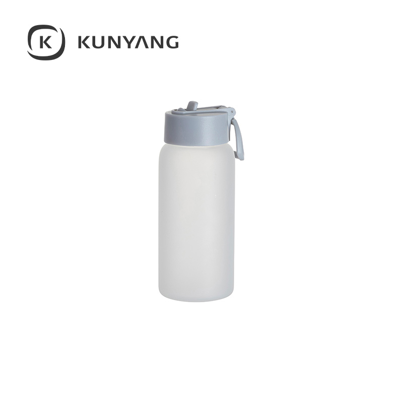 25oz/750ml Glass Sports Bottle w/Grey Straw Lid Frosted
