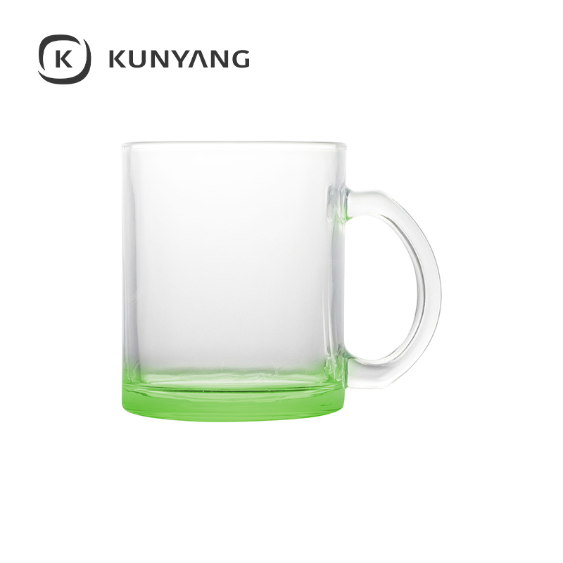 11oz Clear Glass Mugs Green