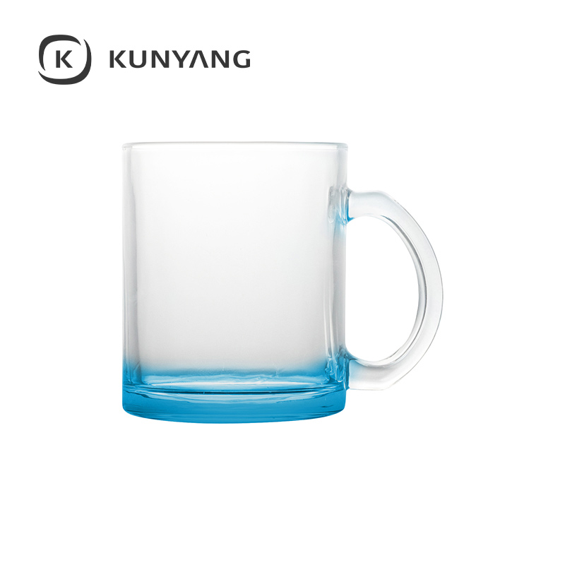 11oz Clear Glass Mugs Light Blue