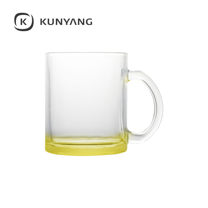 11oz Clear Glass Mugs Lemon Yellow
