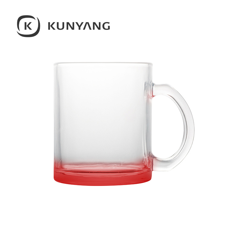 11oz Clear Glass Mugs Red