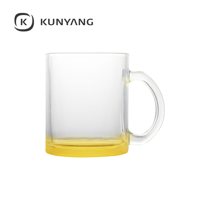 11oz Clear Glass Mugs Yellow