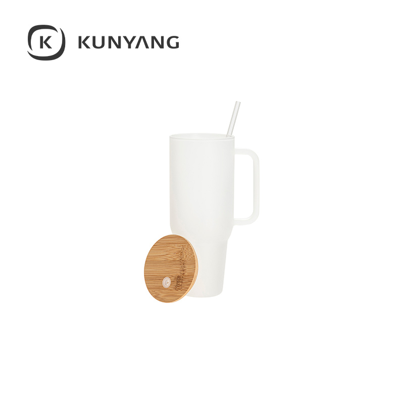 Frosted Glass 40oz/1200ml Glass Travel Tumbler with Lid & Straw