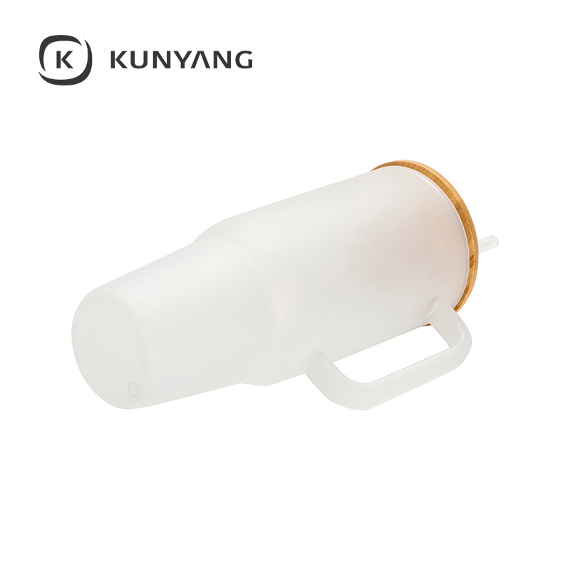 Frosted Glass 40oz/1200ml Glass Travel Tumbler with Lid & Straw