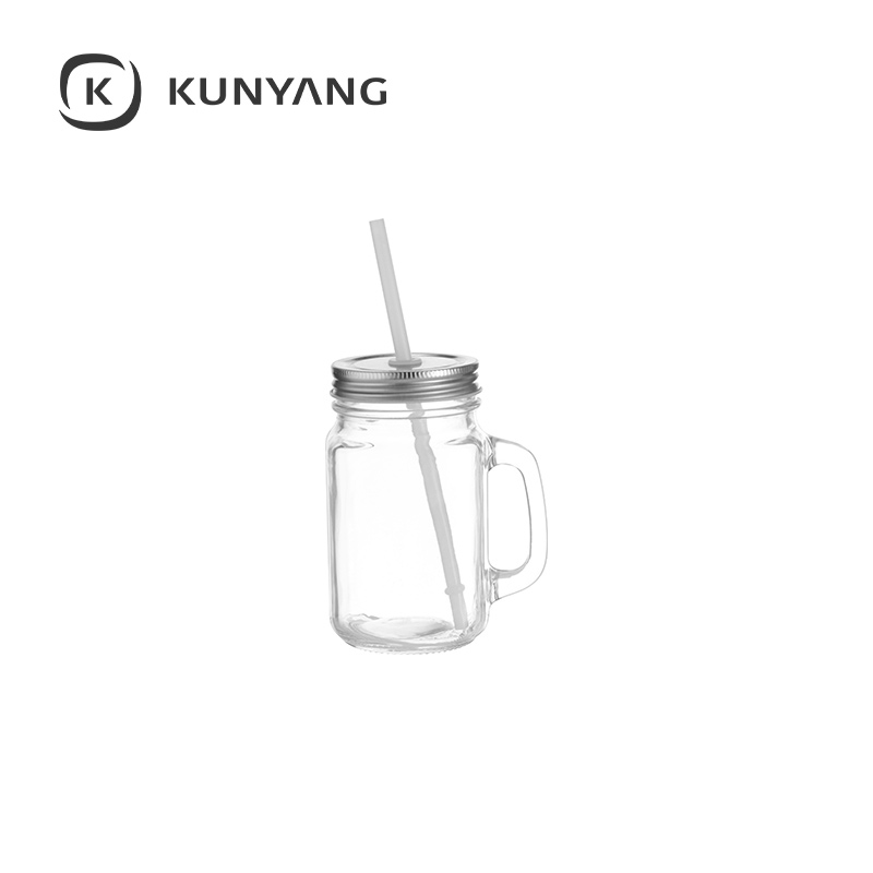 Mason Jar w/Straw
