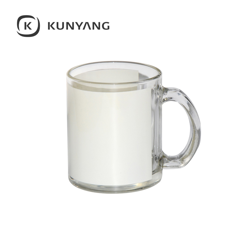 11oz Glass Mug with White Patch