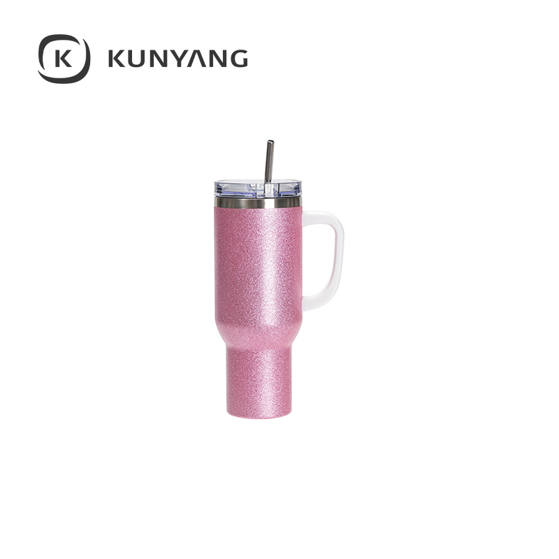 Stainless Steel Handled Travel Tumbler Pink