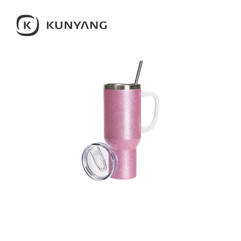 Stainless Steel Handled Travel Tumbler Pink