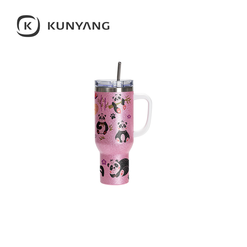Stainless Steel Handled Travel Tumbler Pink