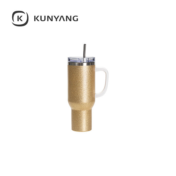 Stainless Steel Handled Travel Tumbler Gold