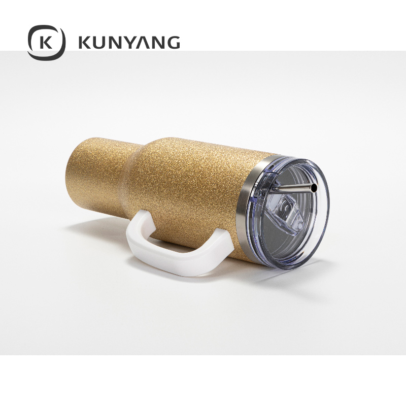 Stainless Steel Handled Travel Tumbler Gold