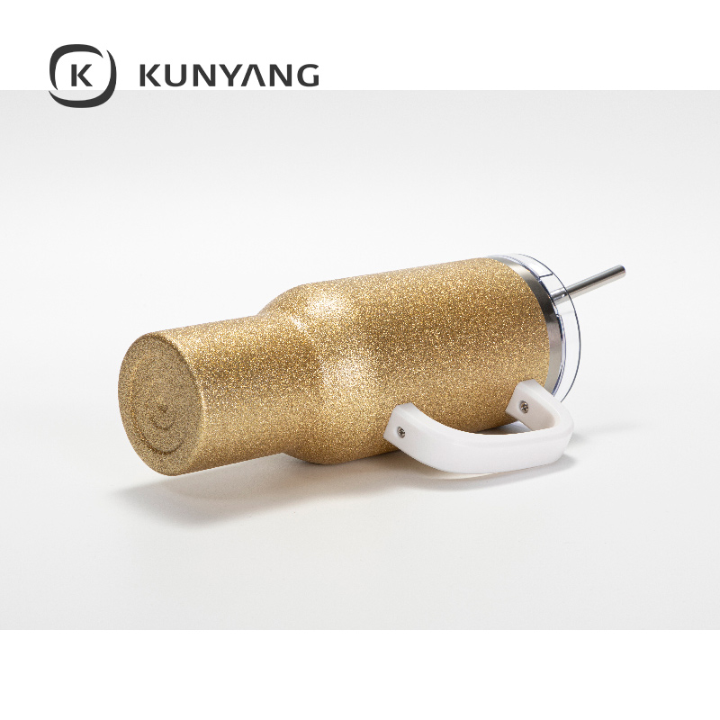 Stainless Steel Handled Travel Tumbler Gold