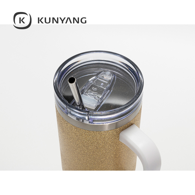 Stainless Steel Handled Travel Tumbler Gold